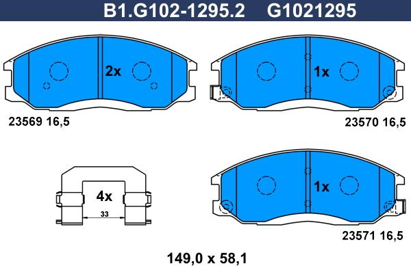 Galfer B1.G102-1295.2 - Комплект спирачно феродо, дискови спирачки vvparts.bg