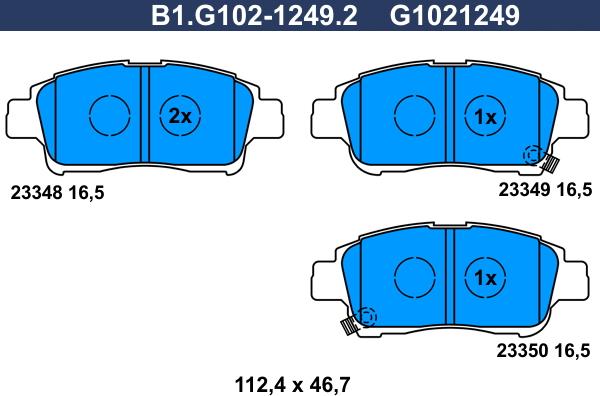 Galfer B1.G102-1249.2 - Комплект спирачно феродо, дискови спирачки vvparts.bg