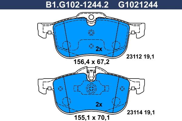 Galfer B1.G102-1244.2 - Комплект спирачно феродо, дискови спирачки vvparts.bg