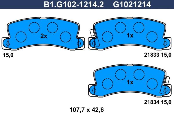 Galfer B1.G102-1214.2 - Комплект спирачно феродо, дискови спирачки vvparts.bg