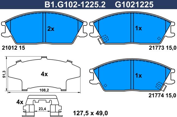 Galfer B1.G102-1225.2 - Комплект спирачно феродо, дискови спирачки vvparts.bg