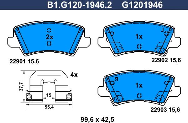 Galfer B1.G120-1946.2 - Комплект спирачно феродо, дискови спирачки vvparts.bg