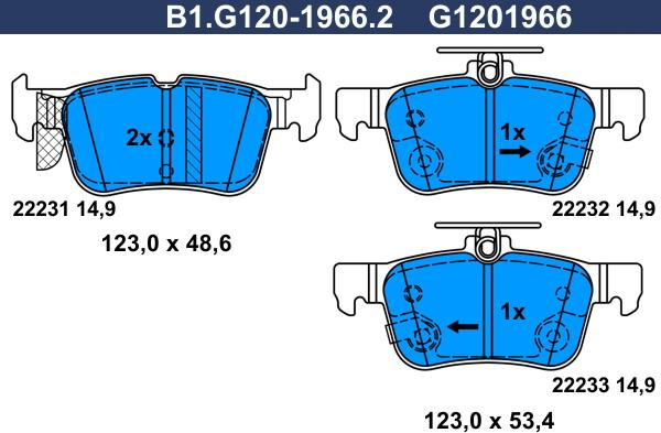 Galfer B1.G120-1966.2 - Комплект спирачно феродо, дискови спирачки vvparts.bg