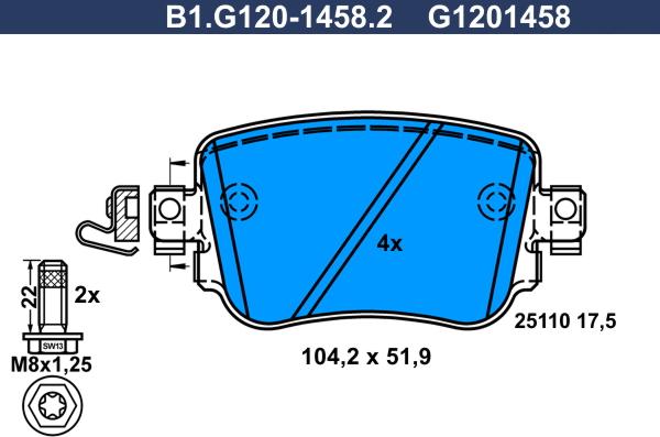 Galfer B1.G120-1458.2 - Комплект спирачно феродо, дискови спирачки vvparts.bg