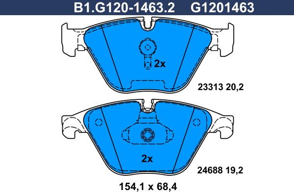 Galfer B1.G120-1463.2 - Комплект спирачно феродо, дискови спирачки vvparts.bg