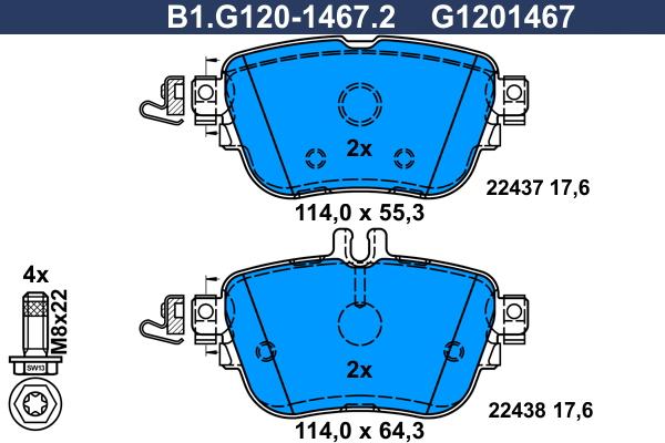 Galfer B1G12014672 - Комплект спирачно феродо, дискови спирачки vvparts.bg