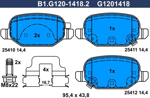 Galfer B1.G120-1418.2 - Комплект спирачно феродо, дискови спирачки vvparts.bg