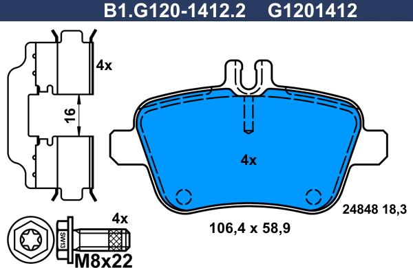 Galfer B1.G120-1412.2 - Комплект спирачно феродо, дискови спирачки vvparts.bg