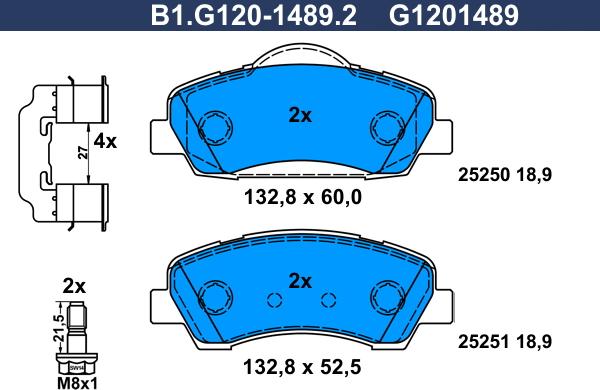 Galfer B1.G120-1489.2 - Комплект спирачно феродо, дискови спирачки vvparts.bg