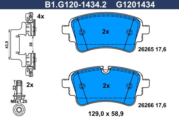 Galfer B1.G120-1434.2 - Комплект спирачно феродо, дискови спирачки vvparts.bg