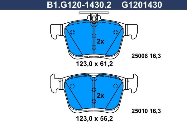 Galfer B1.G120-1430.2 - Комплект спирачно феродо, дискови спирачки vvparts.bg