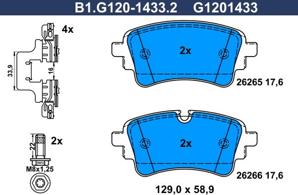 Galfer B1.G120-1433.2 - Комплект спирачно феродо, дискови спирачки vvparts.bg