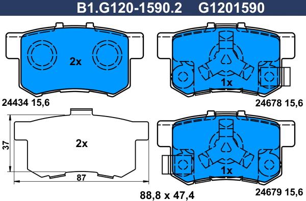 Galfer B1.G120-1590.2 - Комплект спирачно феродо, дискови спирачки vvparts.bg