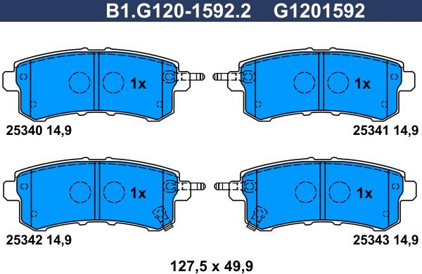 Galfer B1.G120-1592.2 - Комплект спирачно феродо, дискови спирачки vvparts.bg