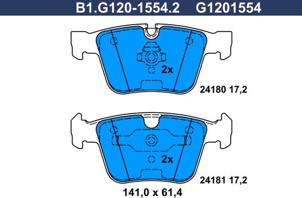 Galfer B1.G120-1554.2 - Комплект спирачно феродо, дискови спирачки vvparts.bg