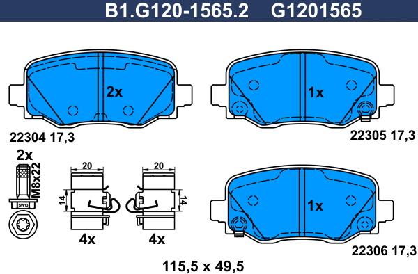 Galfer B1.G120-1565.2 - Комплект спирачно феродо, дискови спирачки vvparts.bg