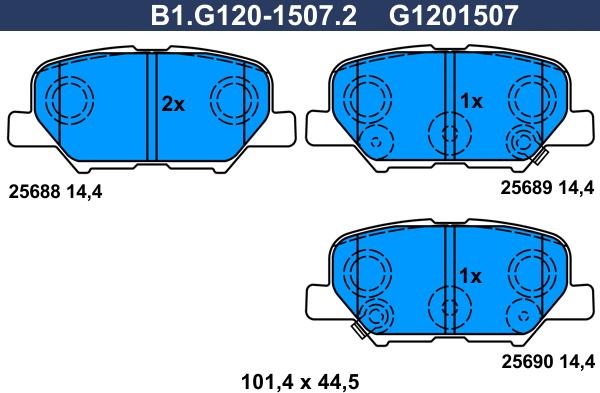 Galfer B1.G120-1507.2 - Комплект спирачно феродо, дискови спирачки vvparts.bg