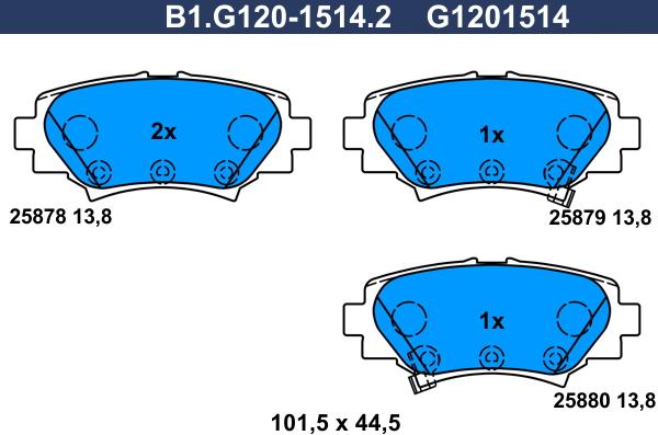 Galfer B1.G120-1514.2 - Комплект спирачно феродо, дискови спирачки vvparts.bg