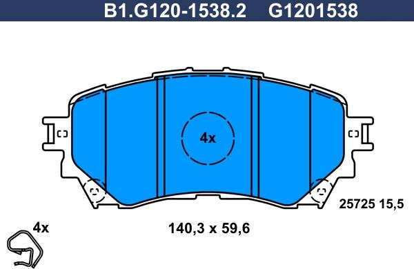 Galfer B1.G120-1538.2 - Комплект спирачно феродо, дискови спирачки vvparts.bg