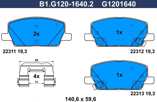 Galfer B1.G120-1640.2 - Комплект спирачно феродо, дискови спирачки vvparts.bg