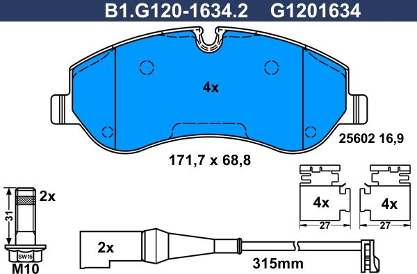 Galfer B1.G120-1634.2 - Комплект спирачно феродо, дискови спирачки vvparts.bg
