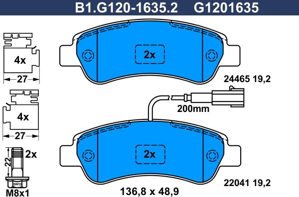 Galfer B1.G120-1635.2 - Комплект спирачно феродо, дискови спирачки vvparts.bg