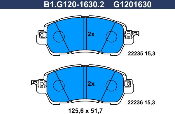 Galfer B1.G120-1630.2 - Комплект спирачно феродо, дискови спирачки vvparts.bg