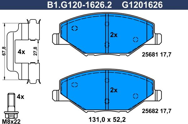 Galfer B1.G120-1626.2 - Комплект спирачно феродо, дискови спирачки vvparts.bg