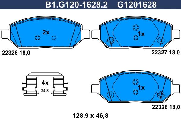 Galfer B1.G120-1628.2 - Комплект спирачно феродо, дискови спирачки vvparts.bg