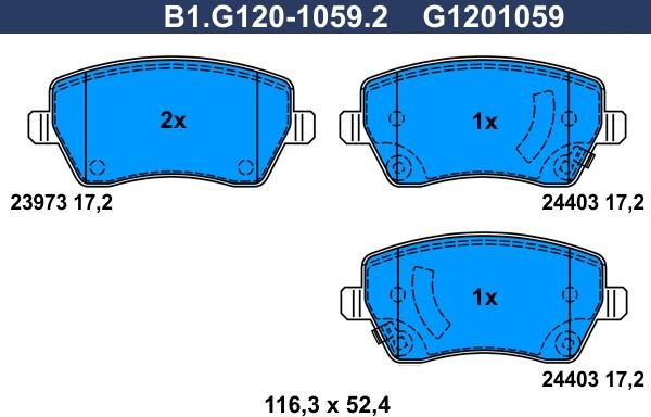 Galfer B1.G120-1059.2 - Комплект спирачно феродо, дискови спирачки vvparts.bg