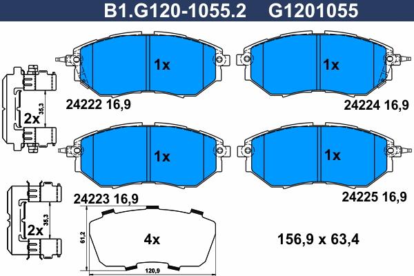 Galfer B1.G120-1055.2 - Комплект спирачно феродо, дискови спирачки vvparts.bg