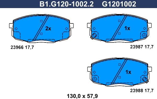 Galfer B1.G120-1002.2 - Комплект спирачно феродо, дискови спирачки vvparts.bg