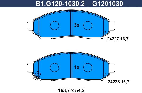 Galfer B1.G120-1030.2 - Комплект спирачно феродо, дискови спирачки vvparts.bg