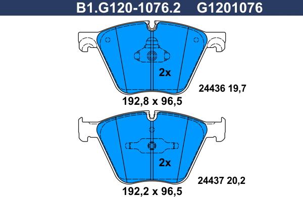 Galfer B1.G120-1076.2 - Комплект спирачно феродо, дискови спирачки vvparts.bg