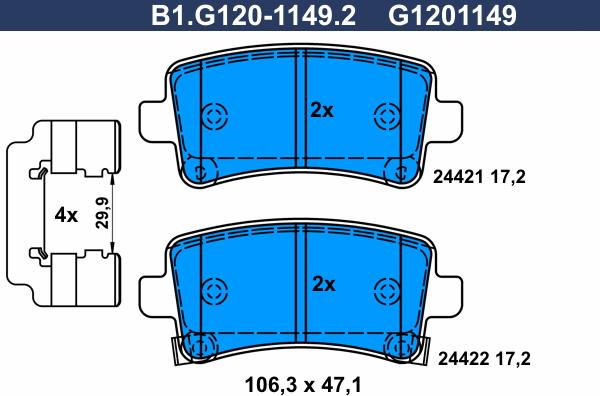 Galfer B1.G120-1149.2 - Комплект спирачно феродо, дискови спирачки vvparts.bg