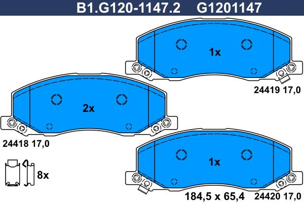 Galfer B1.G120-1147.2 - Комплект спирачно феродо, дискови спирачки vvparts.bg