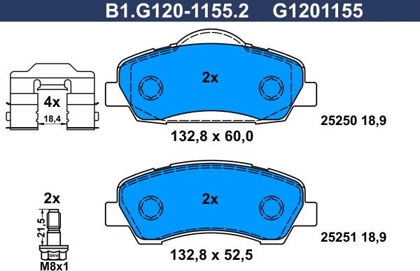 Galfer B1.G120-1155.2 - Комплект спирачно феродо, дискови спирачки vvparts.bg