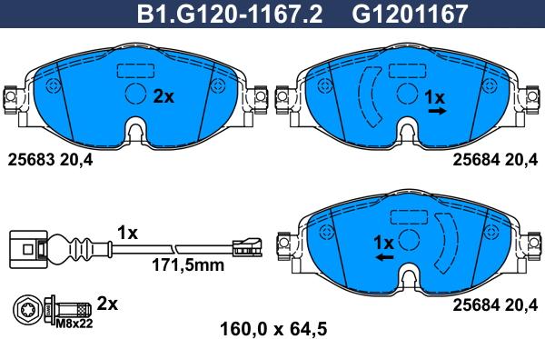 Galfer B1.G120-1167.2 - Комплект спирачно феродо, дискови спирачки vvparts.bg