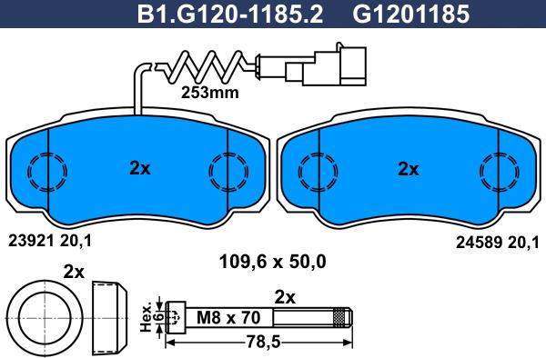 Galfer B1.G120-1185.2 - Комплект спирачно феродо, дискови спирачки vvparts.bg