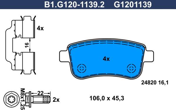 Galfer B1.G120-1139.2 - Комплект спирачно феродо, дискови спирачки vvparts.bg