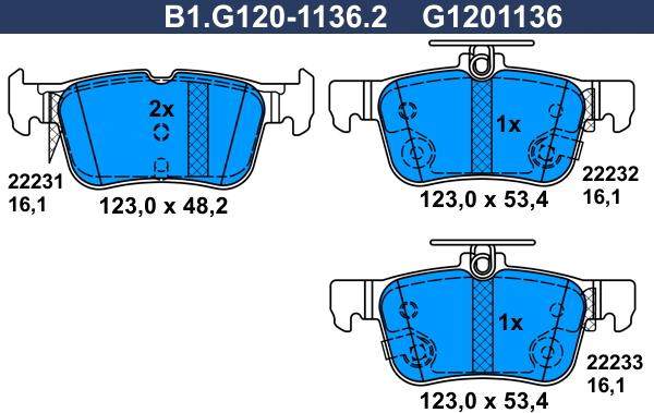 Galfer B1.G120-1136.2 - Комплект спирачно феродо, дискови спирачки vvparts.bg