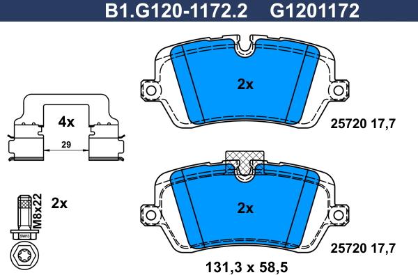 Galfer B1.G120-1172.2 - Комплект спирачно феродо, дискови спирачки vvparts.bg