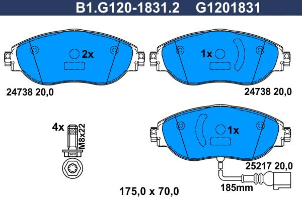 Galfer B1G12018312 - Комплект спирачно феродо, дискови спирачки vvparts.bg