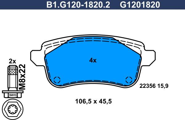 Galfer B1G12018202 - Комплект спирачно феродо, дискови спирачки vvparts.bg