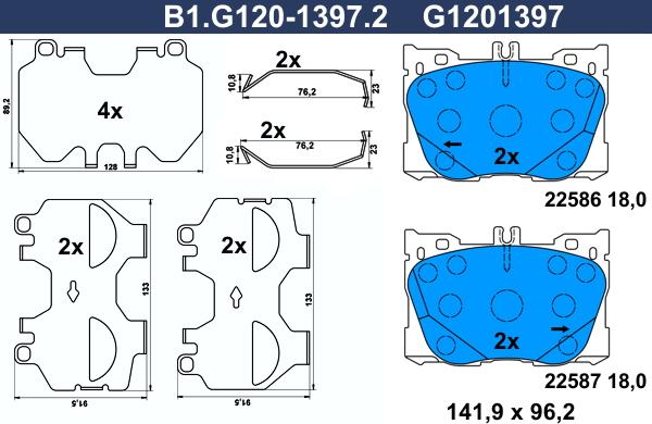 Galfer B1G12013972 - Комплект спирачно феродо, дискови спирачки vvparts.bg