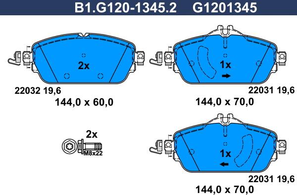 Galfer B1.G120-1345.2 - Комплект спирачно феродо, дискови спирачки vvparts.bg