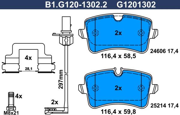 Galfer B1.G120-1302.2 - Комплект спирачно феродо, дискови спирачки vvparts.bg