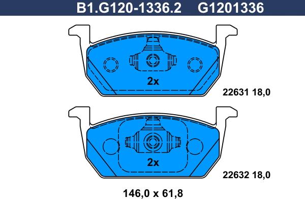 Galfer B1.G120-1336.2 - Комплект спирачно феродо, дискови спирачки vvparts.bg