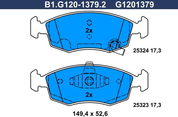 Galfer B1.G120-1379.2 - Комплект спирачно феродо, дискови спирачки vvparts.bg