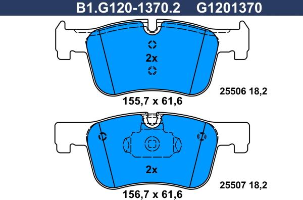 Galfer B1.G120-1370.2 - Комплект спирачно феродо, дискови спирачки vvparts.bg